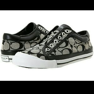 Black and gray Coach sneakers